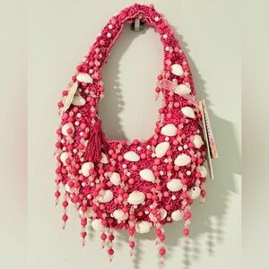 Pink Beaded Seashell Handbag